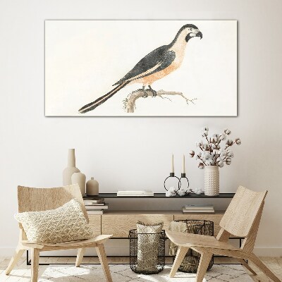 Foto op glas Een vogel op een tak