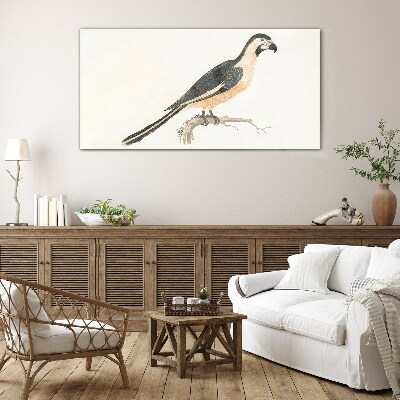 Foto op glas Een vogel op een tak