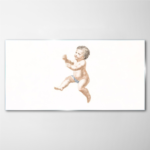 Foto op glas Een vrolijke peuter in beweging