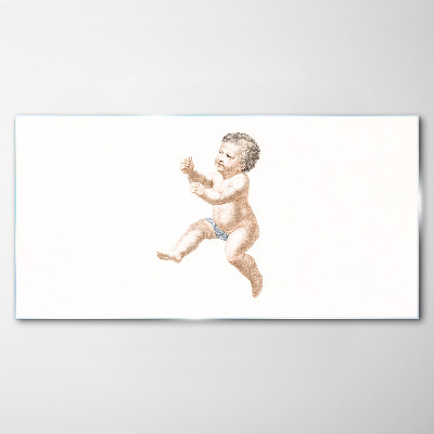 Foto op glas Een vrolijke peuter in beweging