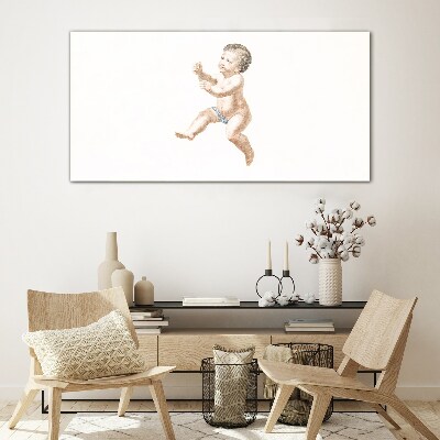 Foto op glas Een vrolijke peuter in beweging