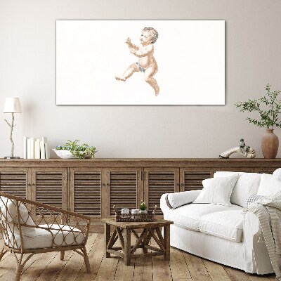 Foto op glas Een vrolijke peuter in beweging