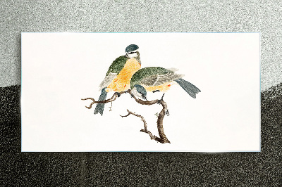 Foto op glas Gevleugelde vriendschappen op een tak