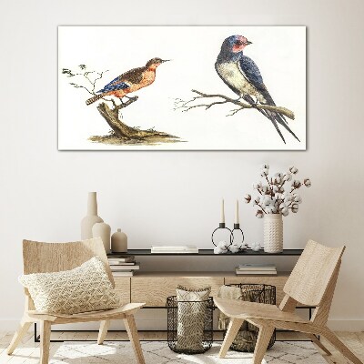 Glas foto Vogels op een tak