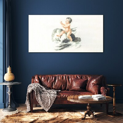 Schilderij op glas Kinderlijke vreugde op een wolk