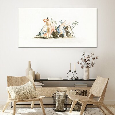 Foto op glas Mythologische scène in pastelkleuren