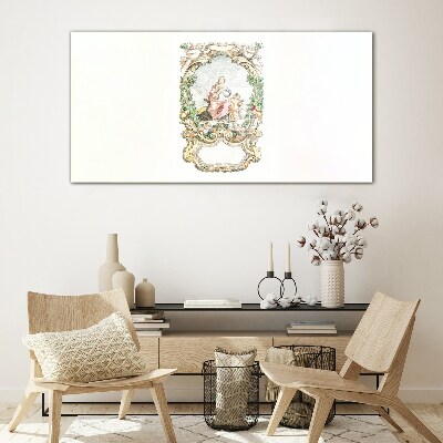 Glas foto Een romantisch tafereel in een decoratieve lijst