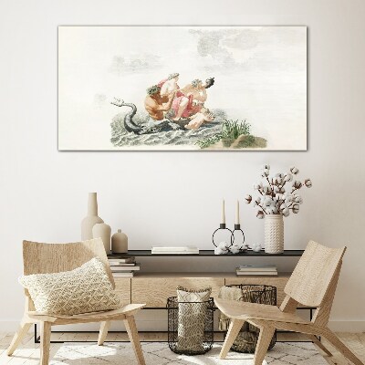 Foto op glas Mythisch tafereel op het water