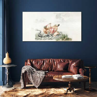 Foto op glas Mythisch tafereel op het water