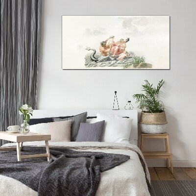 Foto op glas Mythisch tafereel op het water