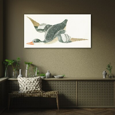 Glas foto Vliegende vogel in pastelkleuren