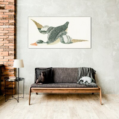 Glas foto Vliegende vogel in pastelkleuren