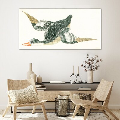 Glas foto Vliegende vogel in pastelkleuren