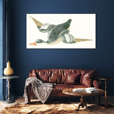 Glas foto Vliegende vogel in pastelkleuren