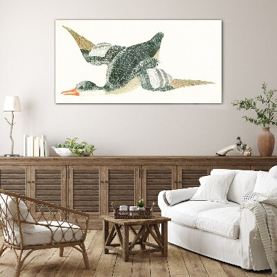 Glas foto Vliegende vogel in pastelkleuren