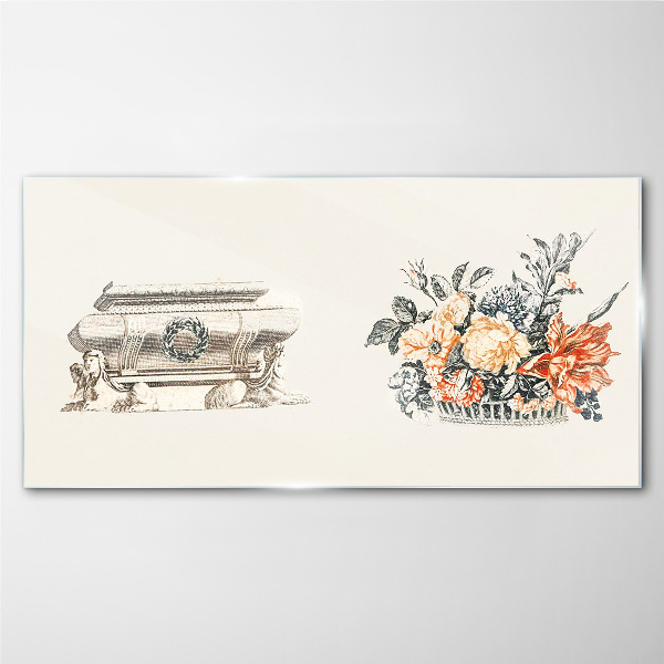 Schilderij op glas Stilleven met vaas en bloemen