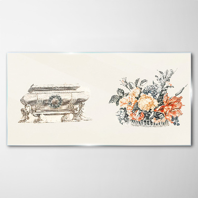 Schilderij op glas Stilleven met vaas en bloemen