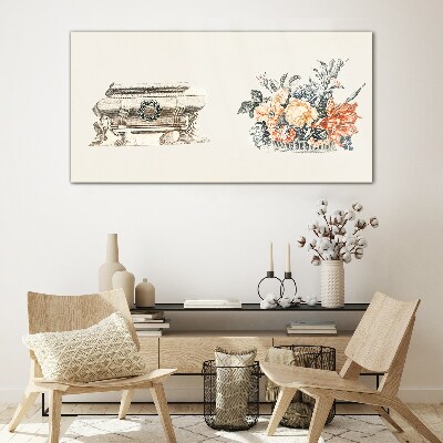 Schilderij op glas Stilleven met vaas en bloemen