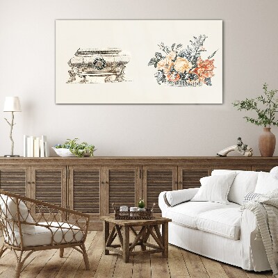 Schilderij op glas Stilleven met vaas en bloemen