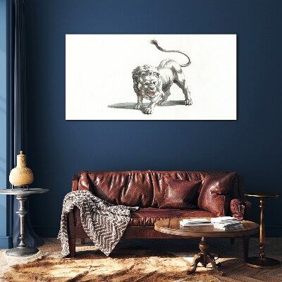 Schilderij op glas Leeuw in beweging