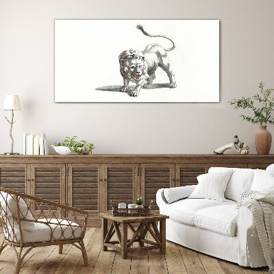 Schilderij op glas Leeuw in beweging