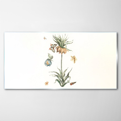 Schilderij op glas Bloemenmotieven in delicate kleuren