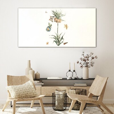 Schilderij op glas Bloemenmotieven in delicate kleuren