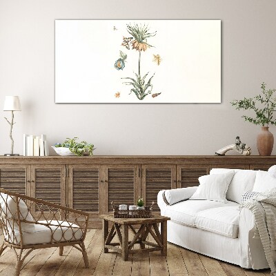 Schilderij op glas Bloemenmotieven in delicate kleuren