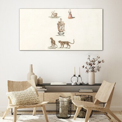 Glas foto Exotische dieren en een vaas