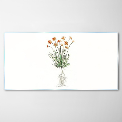 Schilderij op glas Bloemen met wortels