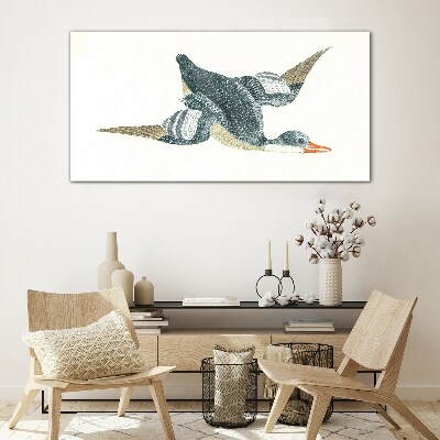 Foto op glas Vliegende eend in pasteltinten