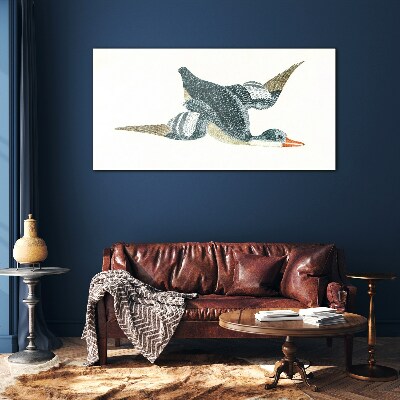 Foto op glas Vliegende eend in pasteltinten