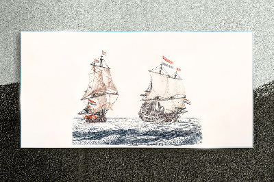 Schilderij op glas Zeilschepen op een kalme zee