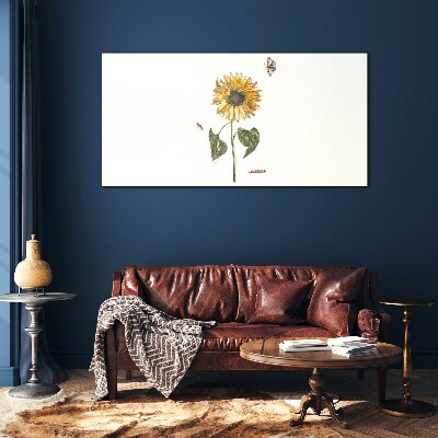 Glas foto Zonnebloem in een delicate compositie