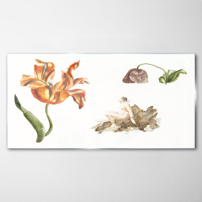 Glas foto Bloemenmotieven in delicate tinten