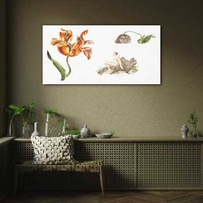 Glas foto Bloemenmotieven in delicate tinten