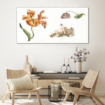 Glas foto Bloemenmotieven in delicate tinten