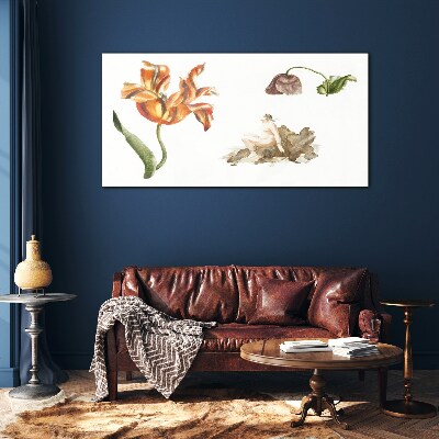 Glas foto Bloemenmotieven in delicate tinten