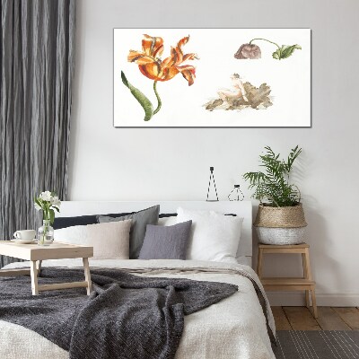 Glas foto Bloemenmotieven in delicate tinten