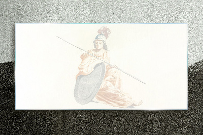 Foto op glas Verdediger met schild en speer