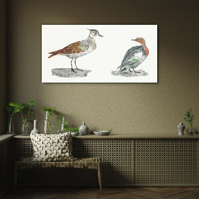 Schilderij op glas Vogels in de kleuren van de natuur