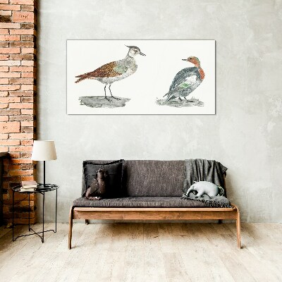 Schilderij op glas Vogels in de kleuren van de natuur