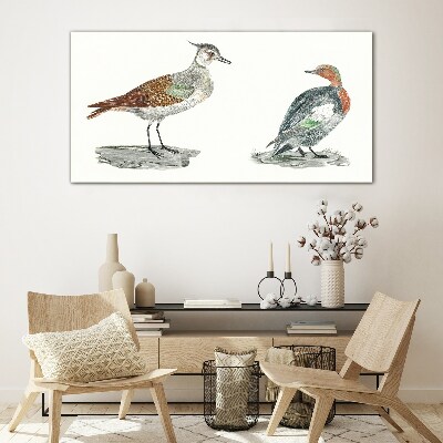 Schilderij op glas Vogels in de kleuren van de natuur