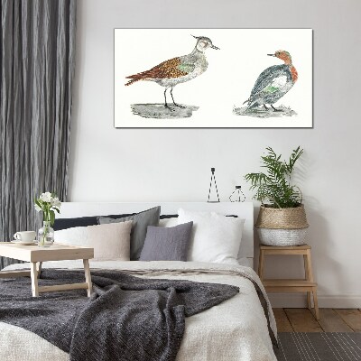 Schilderij op glas Vogels in de kleuren van de natuur