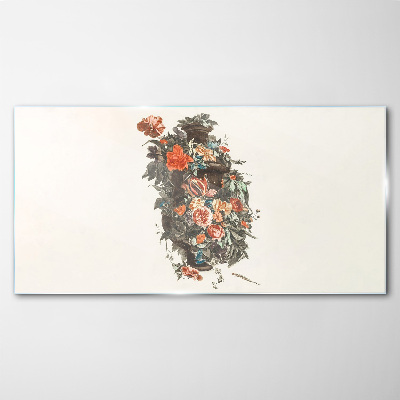 Foto op glas Bloemenvaas in delicate kleuren