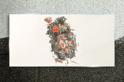 Foto op glas Bloemenvaas in delicate kleuren