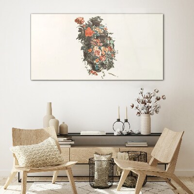 Foto op glas Bloemenvaas in delicate kleuren