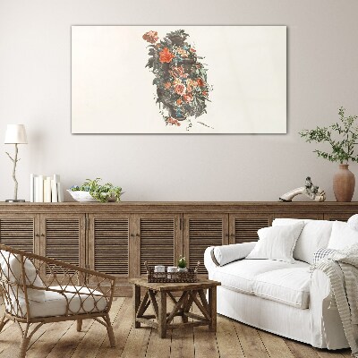 Foto op glas Bloemenvaas in delicate kleuren