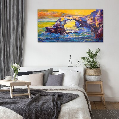 Glas foto Zonsondergang boven de zeepoort