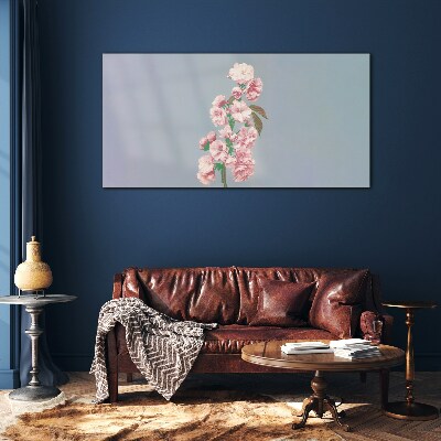 Glas foto Een bloemenlandschap in pasteltinten